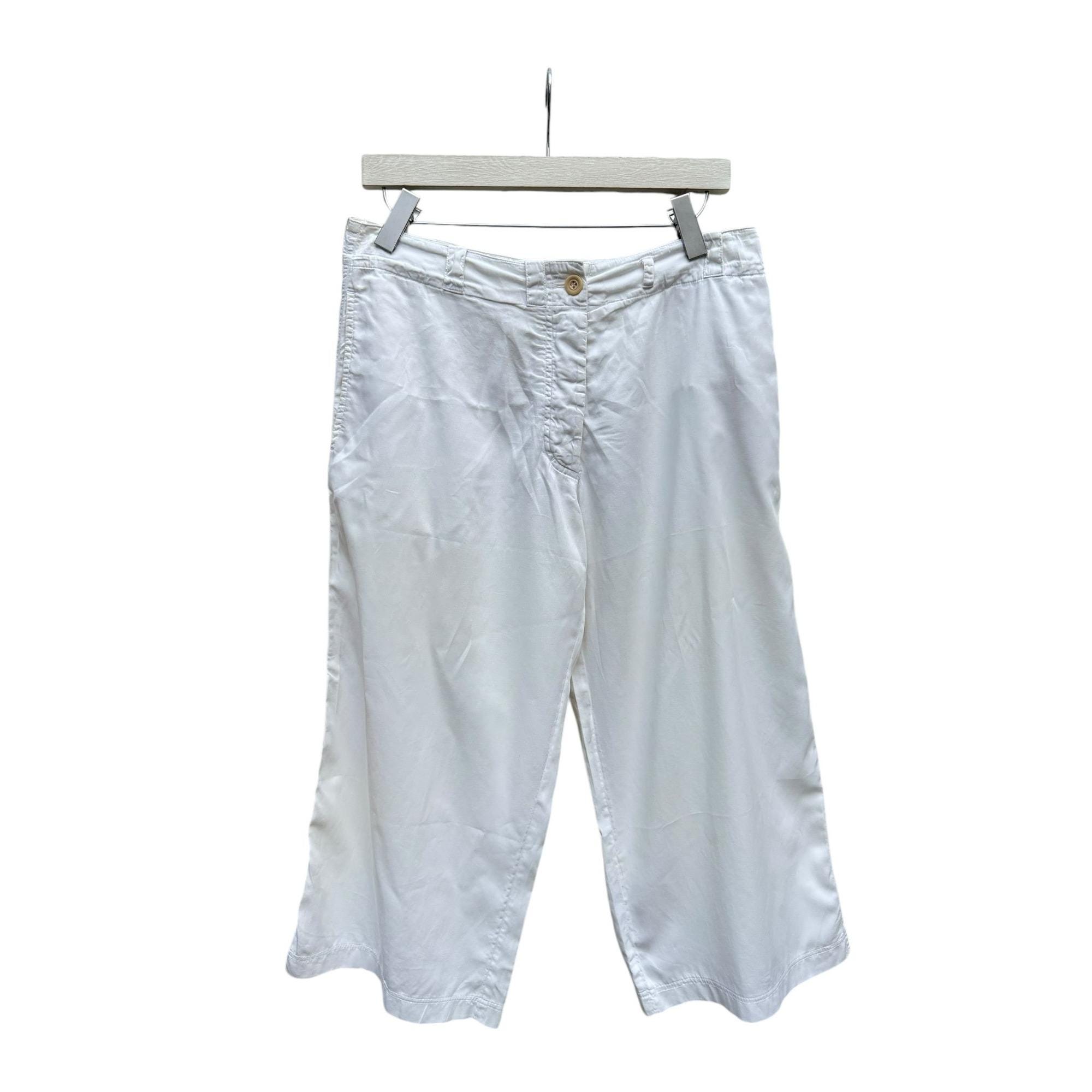 【関税&送料込】Dries Van Noten Pantalone Hartia In Cotone Dries Van Noten White Wide Cotton Pants Size 36 Fits 27-28