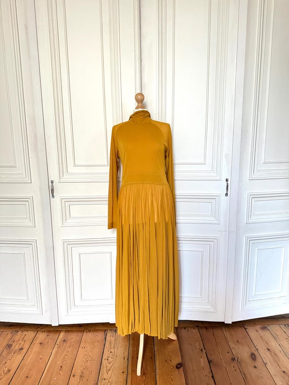mustard yellow pleated dress MS. PLEAT MAXI DRESS IN YELLOW MUSTARD | CULT MIA
