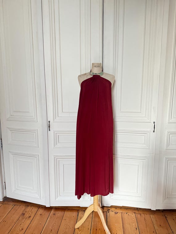 lavish alice halter neck midi dress ROSE Cross Neck Bonded Satin Midi Dress with Drape in Emerald
