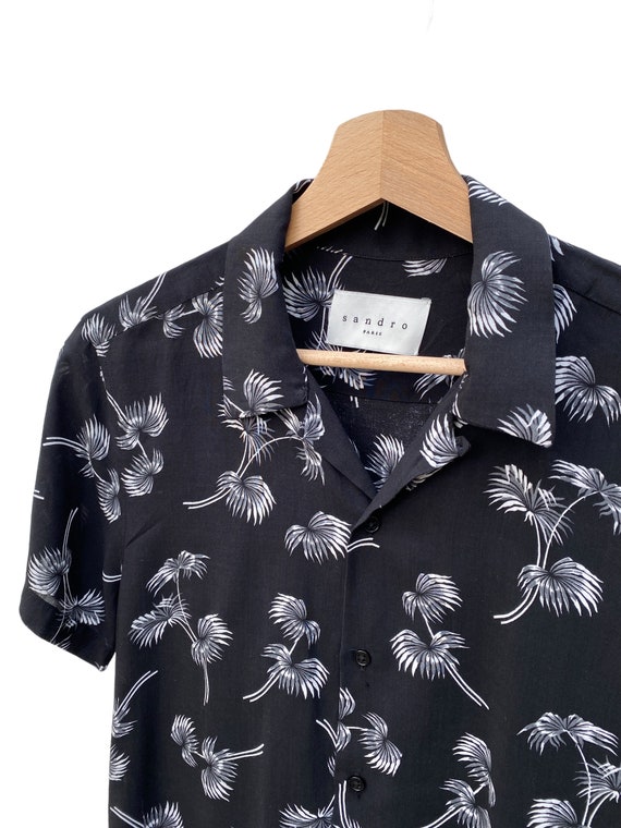 Sandro Paris Black Hawaiian Floral Shirt Size S Small Etsy