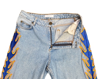Sandro Light Blue Denim Jean Flame High Waist - Etsy