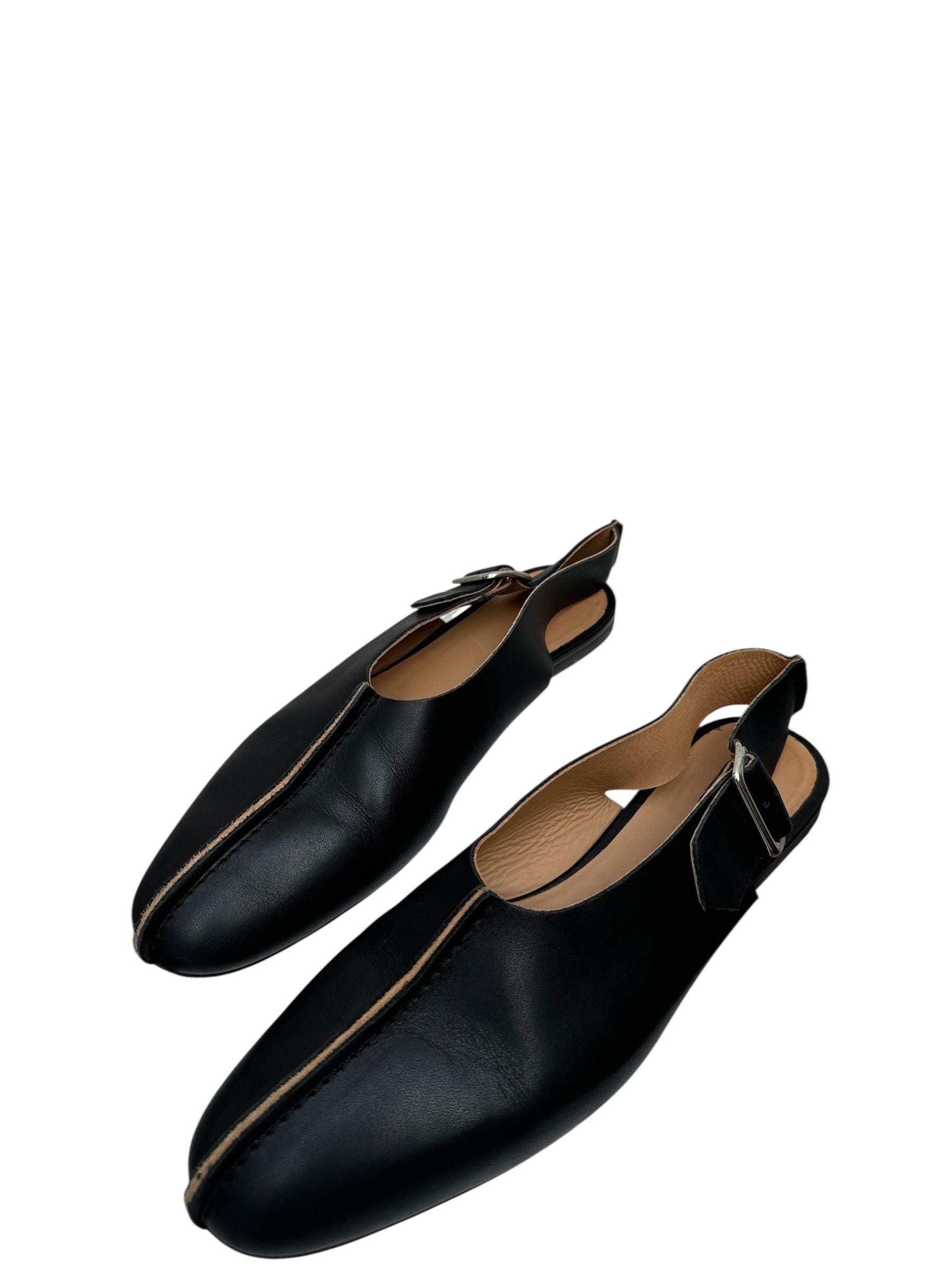 Jil Sander Black Leather Flat Shoes Size 40 US 10 - Etsy