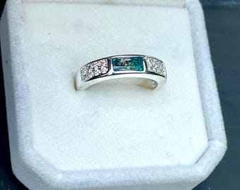 Sterling Silver Memorial Band Ring: Cubic Zirconia, Pet/Human Ashes or Fur