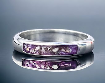 Solid Silver Cremation Ring: Ashes, Horse/Pet Hair Memorial