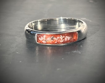 Cremation, Ashes memorial Mens  / Gents  6mm  Solid Silver Band  Ring  For Ashes or horse hair/human hair
