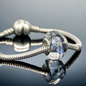 Forget me not and Silver Leaf pandora style bead
