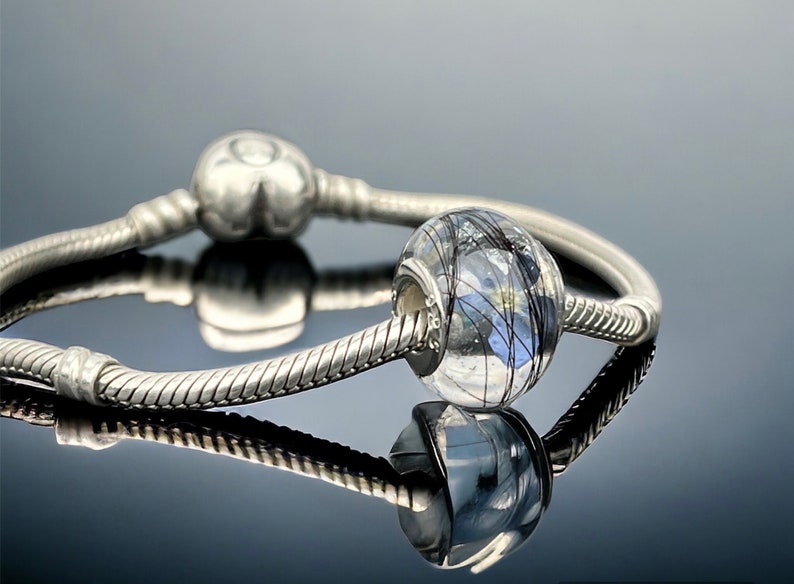 Forget me not and Silver Leaf pandora style bead