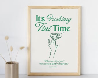 It’s Tini Time – Funny Martini Print, Retro Bar Art, Aesthetic Cocktail Poster, Bold Kitchen Decor