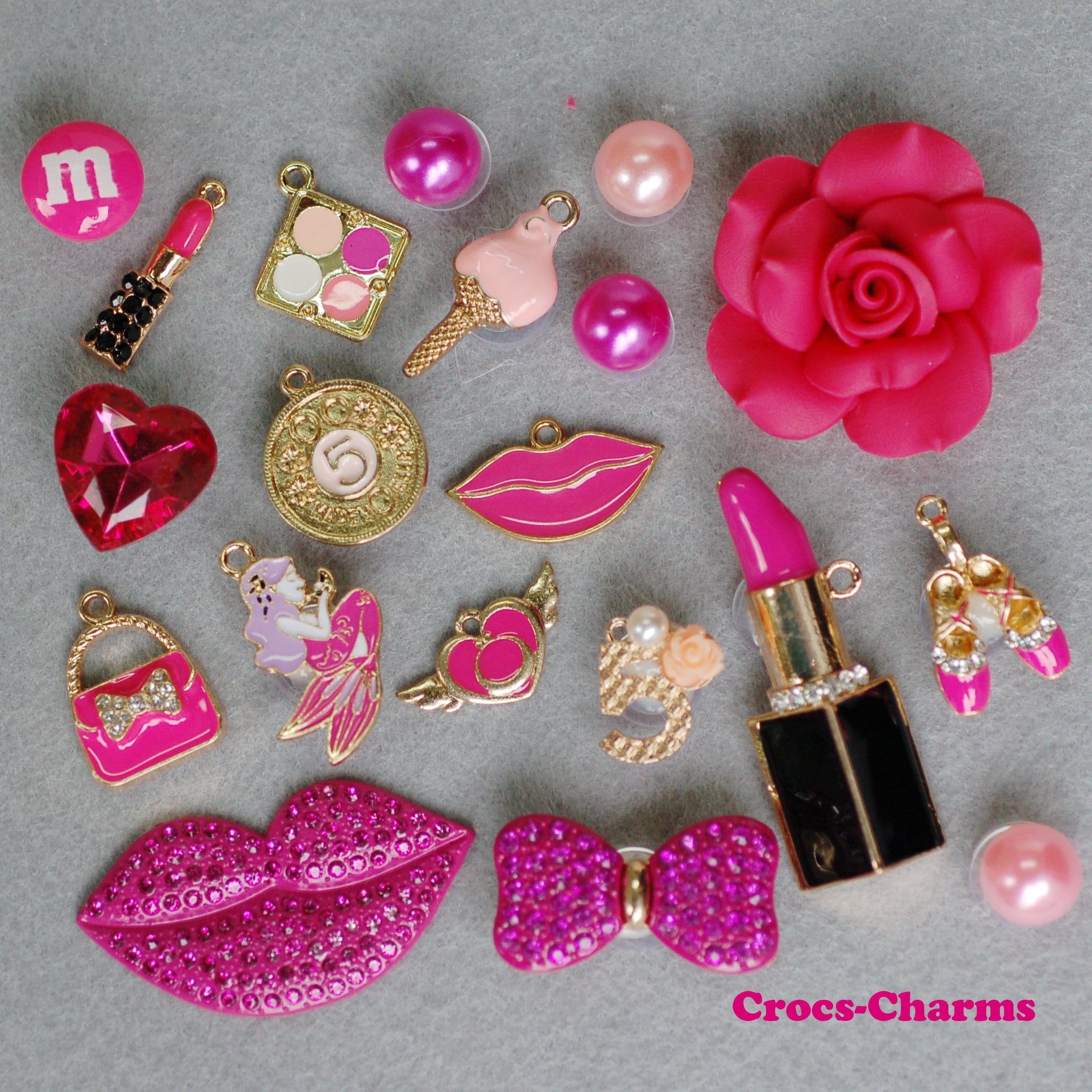 No 5 coco Chanel crocs shoe charms make up hand bag croc charm set new  bling