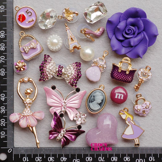  10pcs Shoe Charms Set,Purple Bling Jewelry Decoration Charms  Pack Rhinestone Wedges Accessories,Shoe Buckles Designer Fit for Clog  Sandals Braclets Gift for Girls Women : Handmade Products