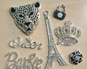 7-delige zilveren schoenbedels voor Croc Bling Crown Love-set 63281