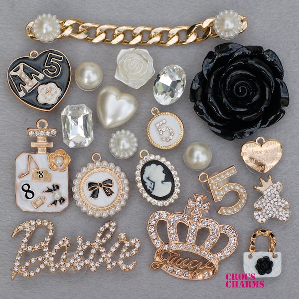 20 pcs Shoe charms Bling Crown Bear Chain set 63229