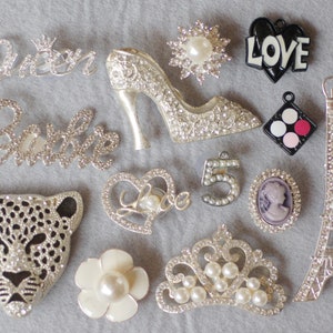 13 Silver Clog Shoe charms for Croc Bling set S109