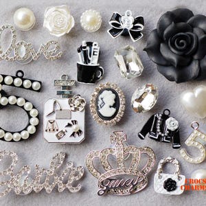 19 pcs Silver Shoe charms for Croc Bling Crown Love set 63231