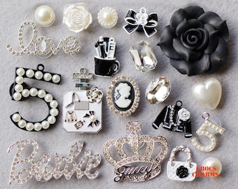 19 pcs Silver Shoe charms for Croc Bling Crown Love set 63231