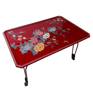 mytablesecret Mother-of-Pearl inlay premium fordable leg cofffee, tea table. True work of art, masterfully crafted by a Korean artisan