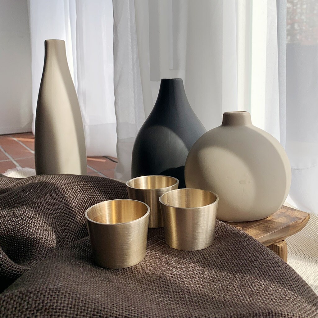 Set De 2 Tasses à Soju Coréennes Traditionnelles En Laiton – Style Bangjja Yugi, Fait Main