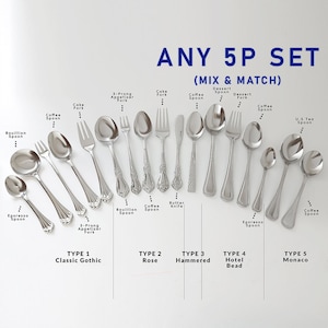 mytablesecret 5P Mix&Match Besteck Set zum Sonderpreis, Kreieren Sie Ihre eigene Tea Time Dessert Besteck Kollektion