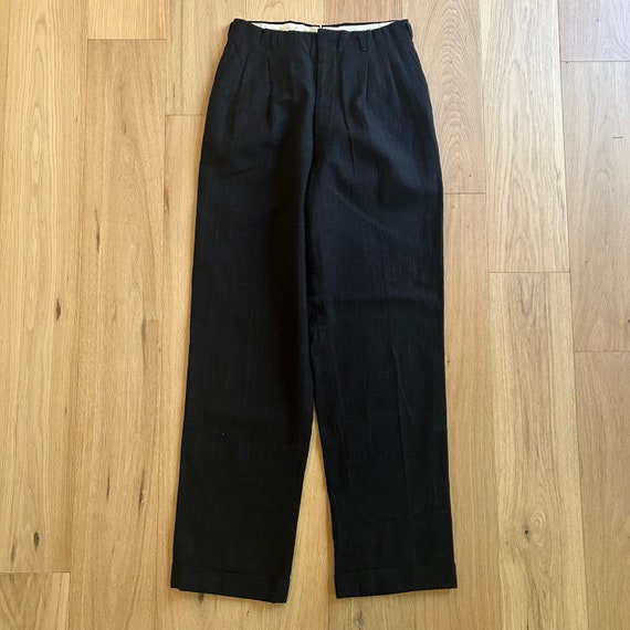 1950s black fleck wool gabardine blend pants - image 2