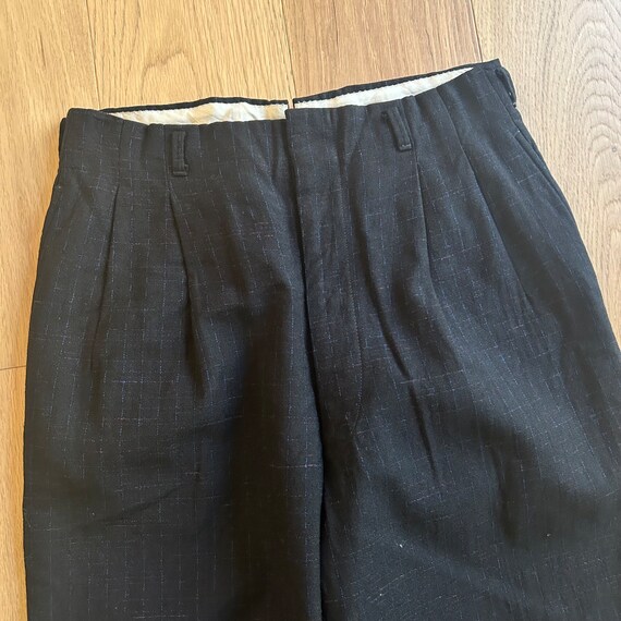 1950s black fleck wool gabardine blend pants - image 3