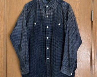 1930s JC Penny cotton flannel shirt with overall fades