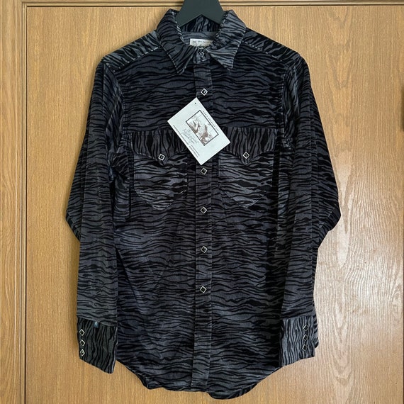 1990s Velour zebra print western shirt