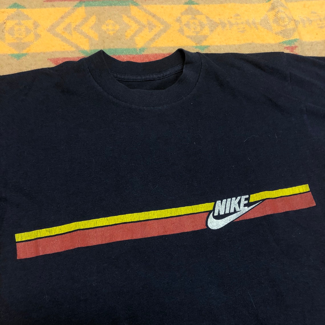 1970s Nike stripe logo navy blue t shirt vintage | Etsy