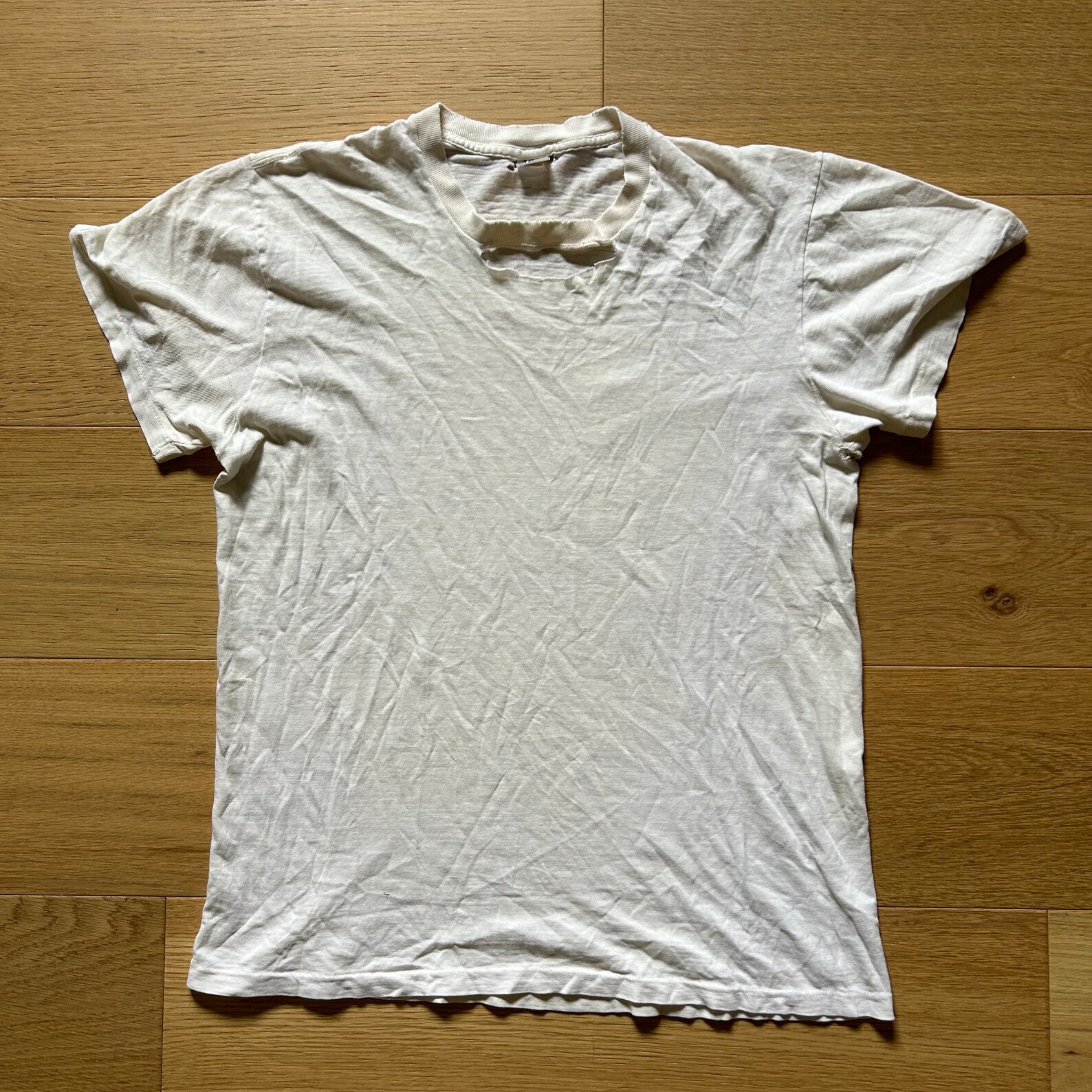 1970s Distressed White T Shirt Etsy