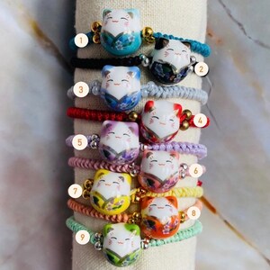Design your own lucky cat/maneki-neko macrame adjustable bracelet