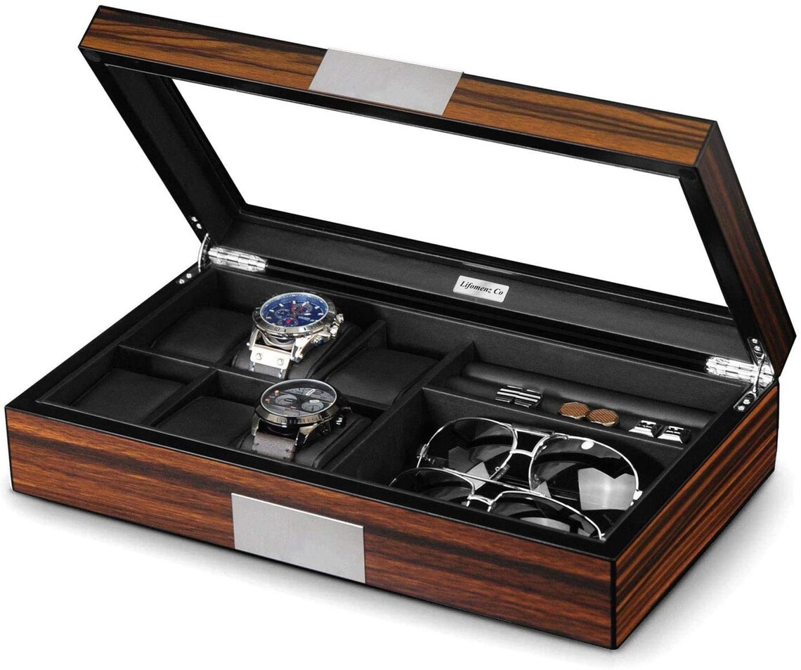 Watch Jewelry Box for Men 6 Slot Watch Box6 Watch Case 8 Pair Etsy