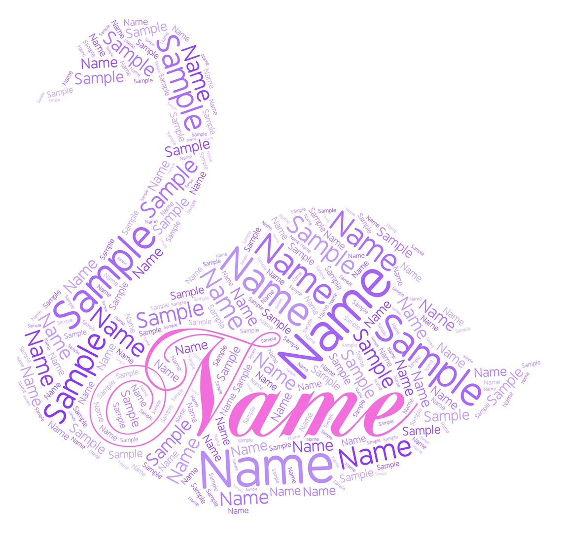 Impression swan personnalisée Custom Swan Word Art Art Etsy