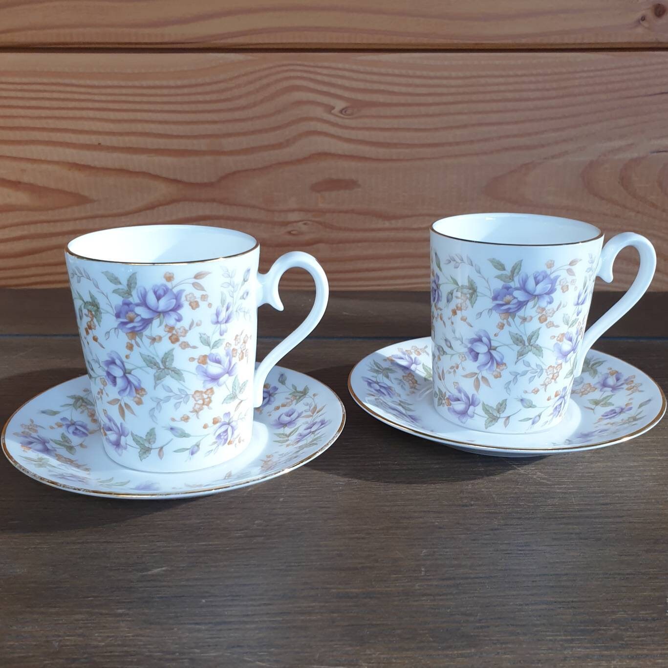 4-delige set Royal Albert Bone China koppen en schotels Schintz series type Purple Lace
