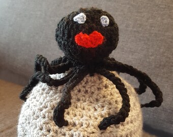 Halloween Spider Hat Crochet Pattern Only. This pattern contains instructions for how to make a cute hat for a toddler.