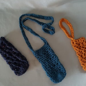 Water bottle holder Crochet Pattern Only. This pattern includes 3 different designs for making holders for water bottles.