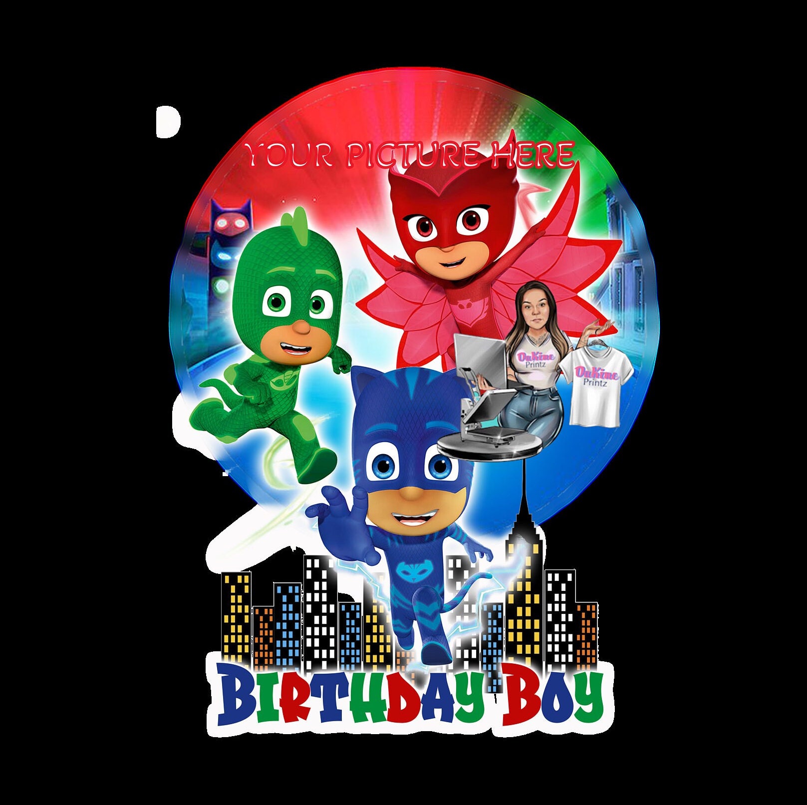 PJ MASK BIRTHDAY/ You Add Your Own Name and Pic Etsy