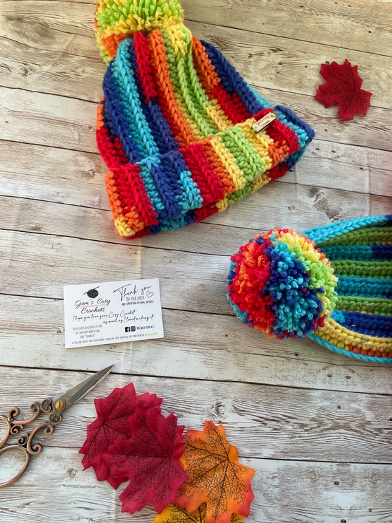 Matching Crochet Rainbow Hat and Scarf Set - Matching Hat  display picture 2