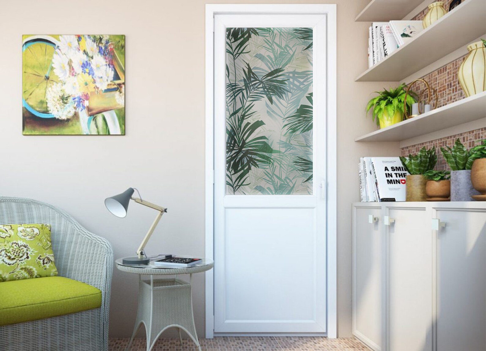 Selfadhesive Privacy Window Film With Nature Scenery Stained Etsy