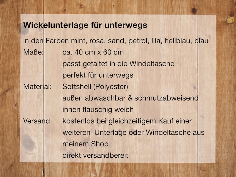 Wickelunterlage für unterwegs, abwaschbar, wasserabweisend Bild 9