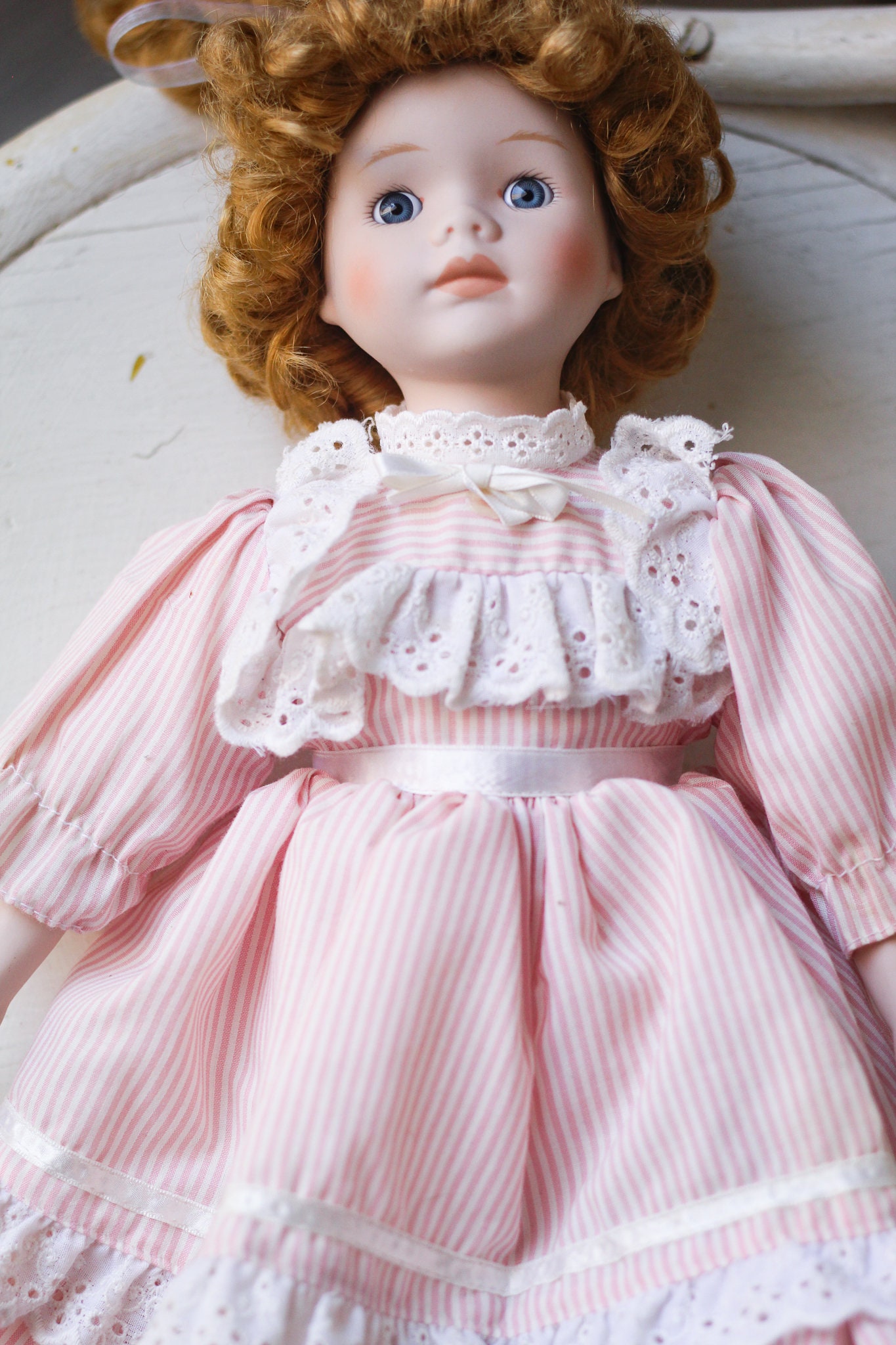 Vintage 1989 House of Lloyd Porcelain Doll in Pink Gingham Etsy