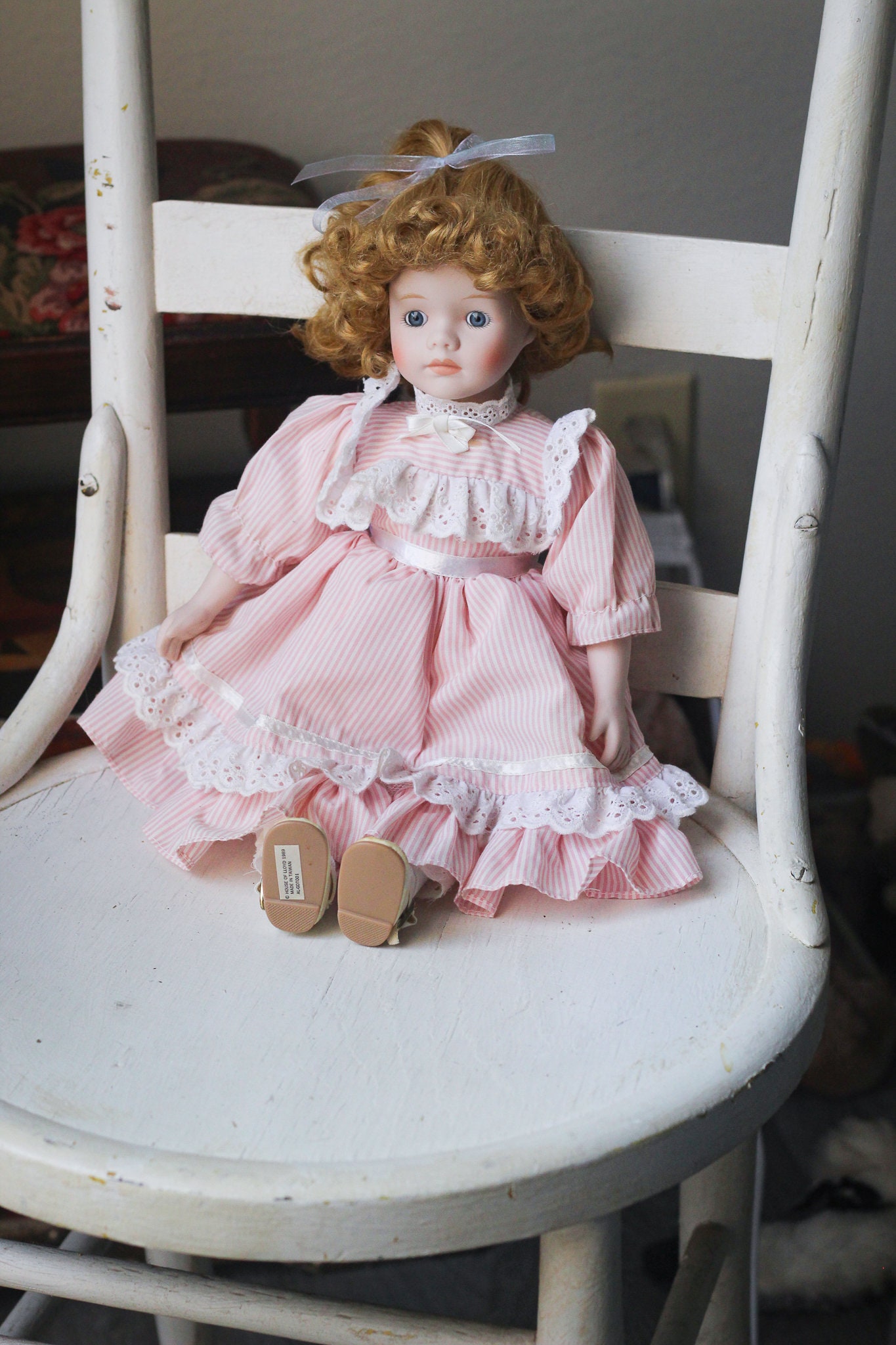 Vintage 1989 House of Lloyd Porcelain Doll in Pink Gingham Etsy