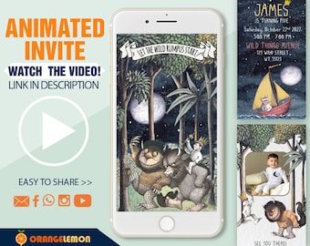 Where The Wild Things Are Birthday Invitation, Video Invitation For Any Age, Animated Birthday Card, Cute Party Invites, Evite