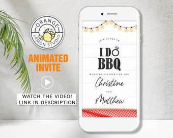 I Do BBQ Couple Invitation, Barbeque Couples Shower Invitation, BBQ rehearsal dinner invites, Animated Couple Shower Invite, Personalized