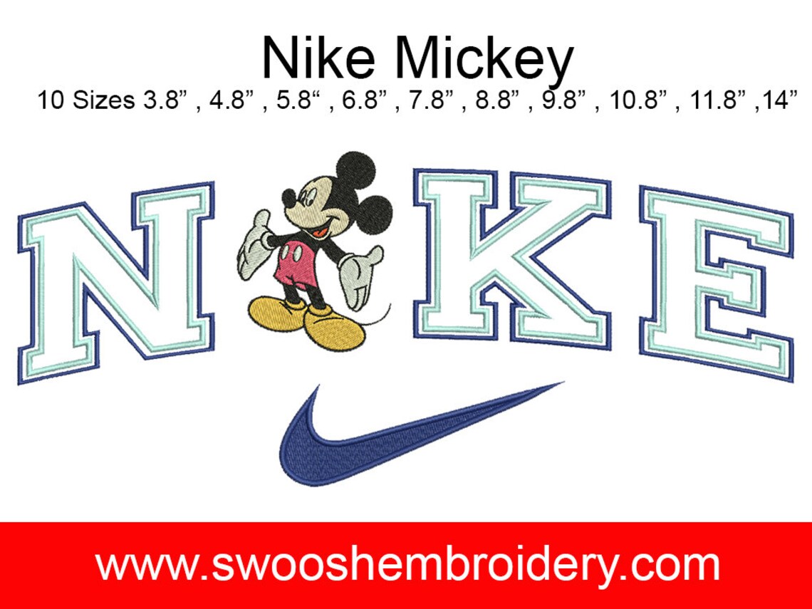 Nike Disney Mickey EmbroideryNike Embroidery designNike Etsy