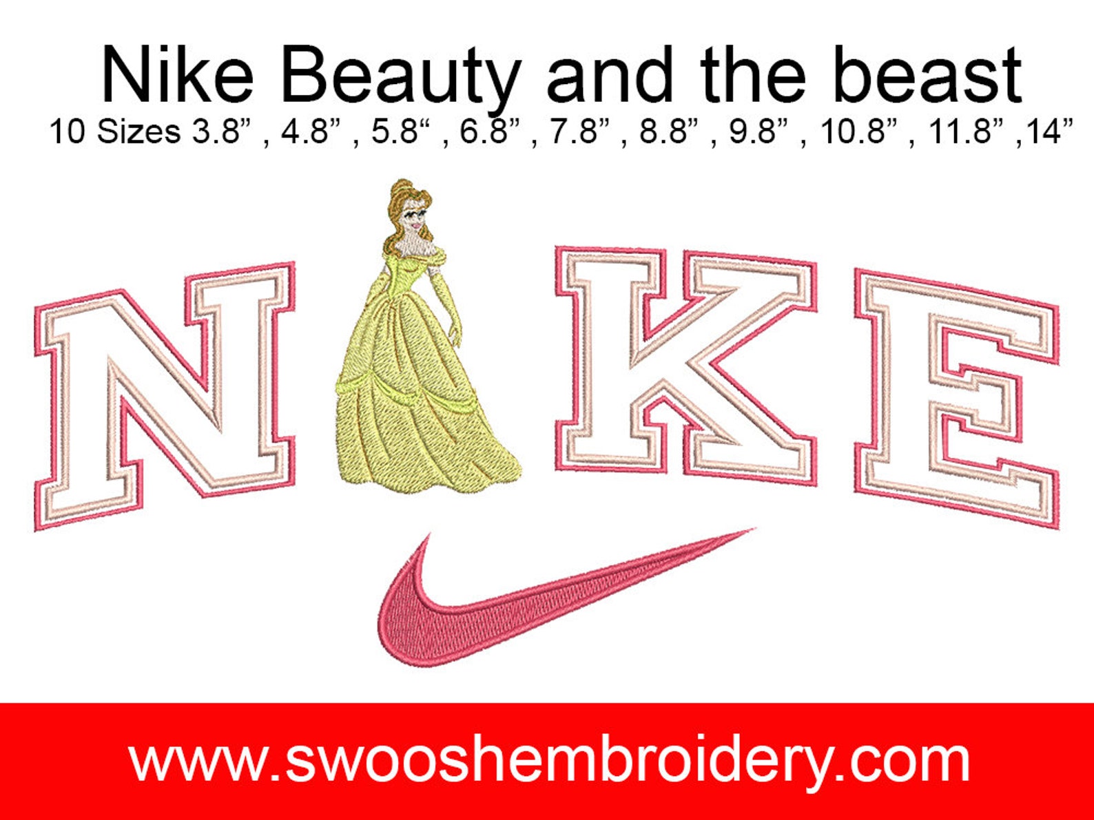Nike Disney Princess Beauty and the Beast EmbroideryNike Etsy