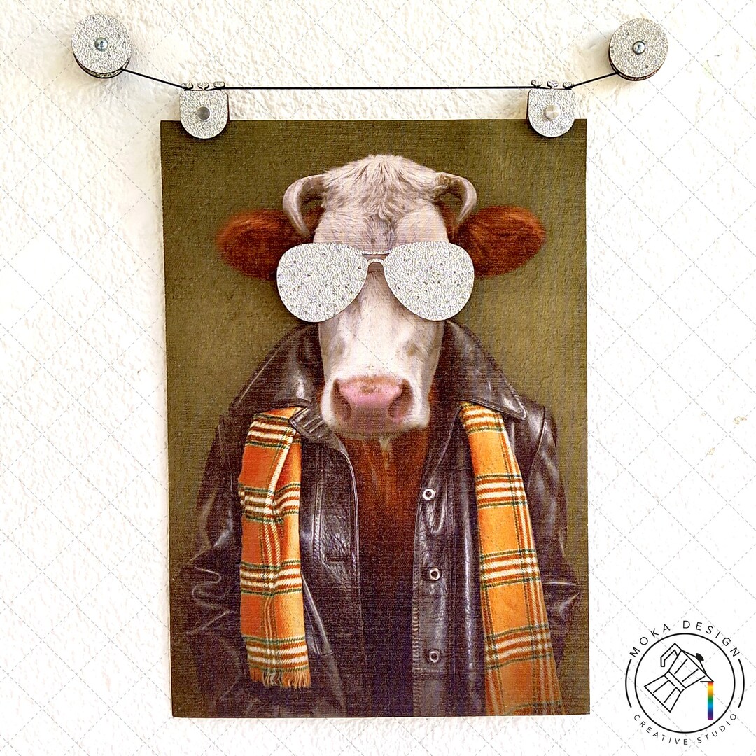 KUH MIT BRILLEN-Leinwanddruck3D WandkunstTrendy - Etsy.de