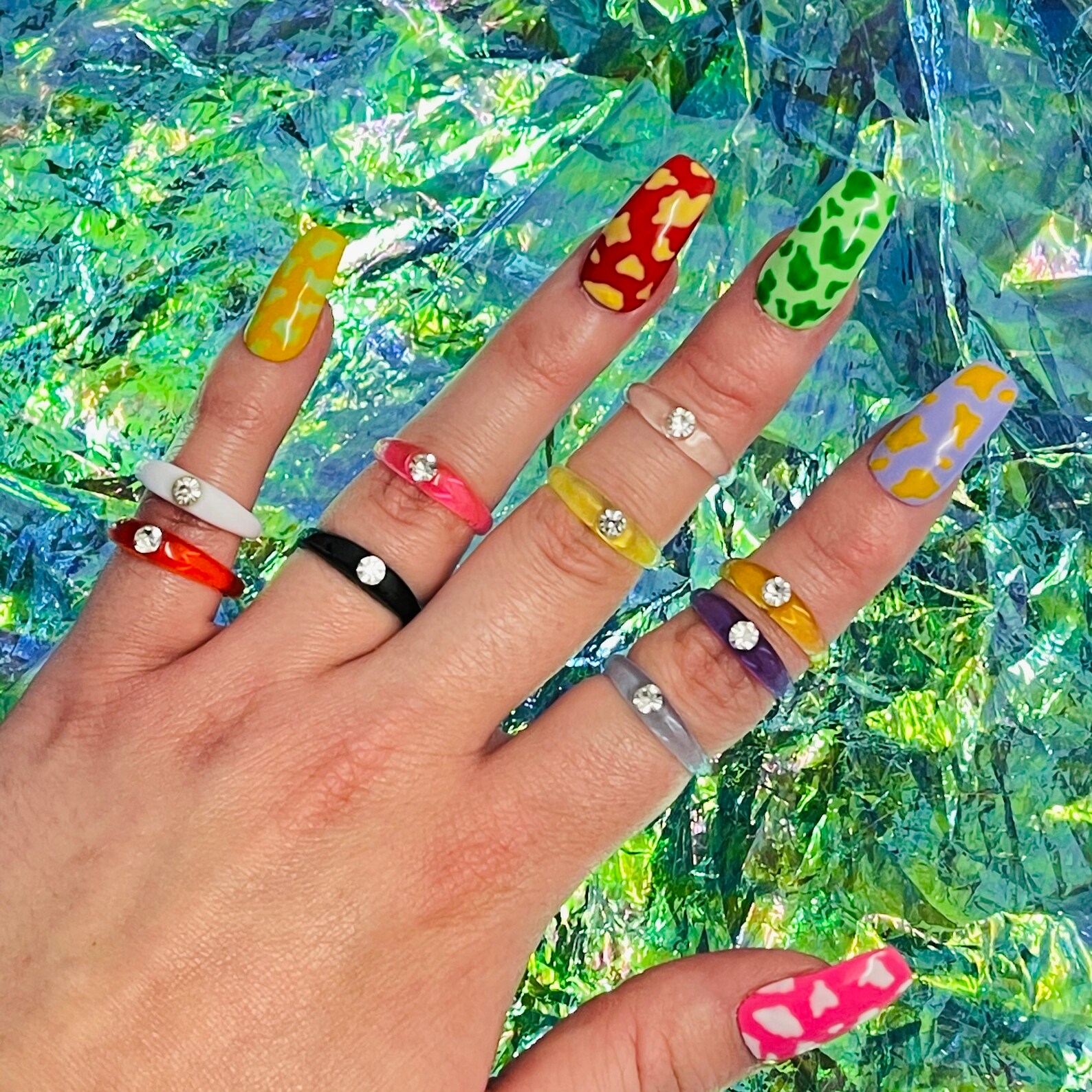 Y2k colourful rings Plastic rings statement jewellery Etsy