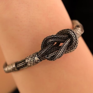 Silver Bracelet for Men Viking Kazaziye Bracelet 999 Sterling Silver Braided Gift Oxidized Wire Jewelry Unisex Waved Christmas Gift for Him