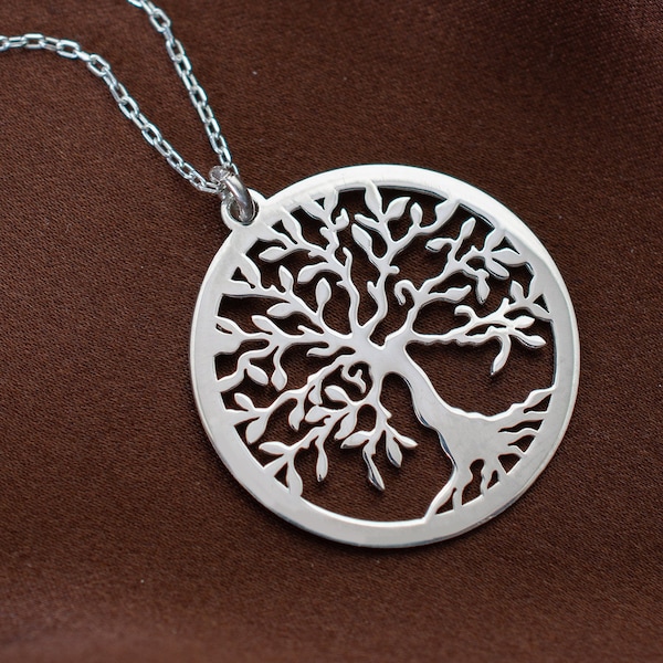 Tree of Life Necklace Silver, Family Tree Jewelry for Women and Men, Gold Pendant Dainty, Minimalist Necklace for Grandma, Gift for Her