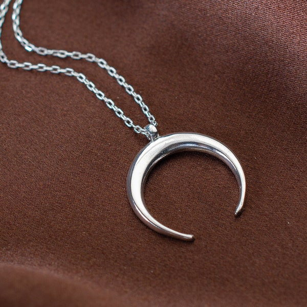 Crescent Moon Necklace, Upside down Moon, Celestial Jewelry, Tusk Moon Necklace; Mother's Day Gift, Birthday Gift for Her