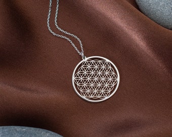 Silver Flower Of Life Pendant, Gold Flower Of Life Necklace, Sacred Geometry Pendant, Yoga Jewelry, Spiritual Jewelry, Flower Gift for Her